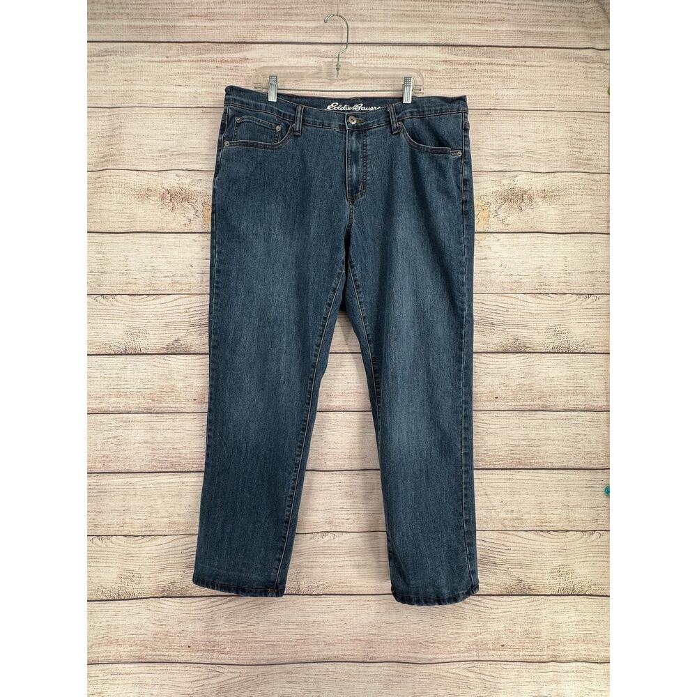 Eddie Bauer Flannel Lined Straight Leg Jeans Mens 38x32 Blue Medium Wash Denim